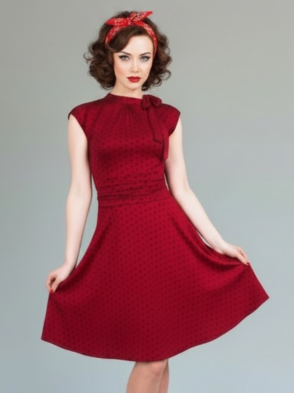 Lindy Bop Red Polka Dot Fit-and-Flare Dress, Size XL, NWT